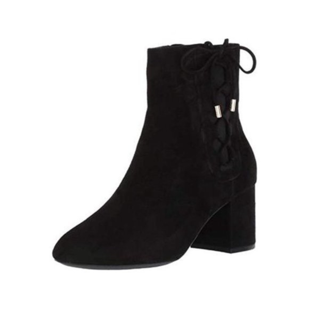 Cole Haan Women's Leah Suede Crisscross Lace Block-Heel Booties Shoes Boots‎ 10